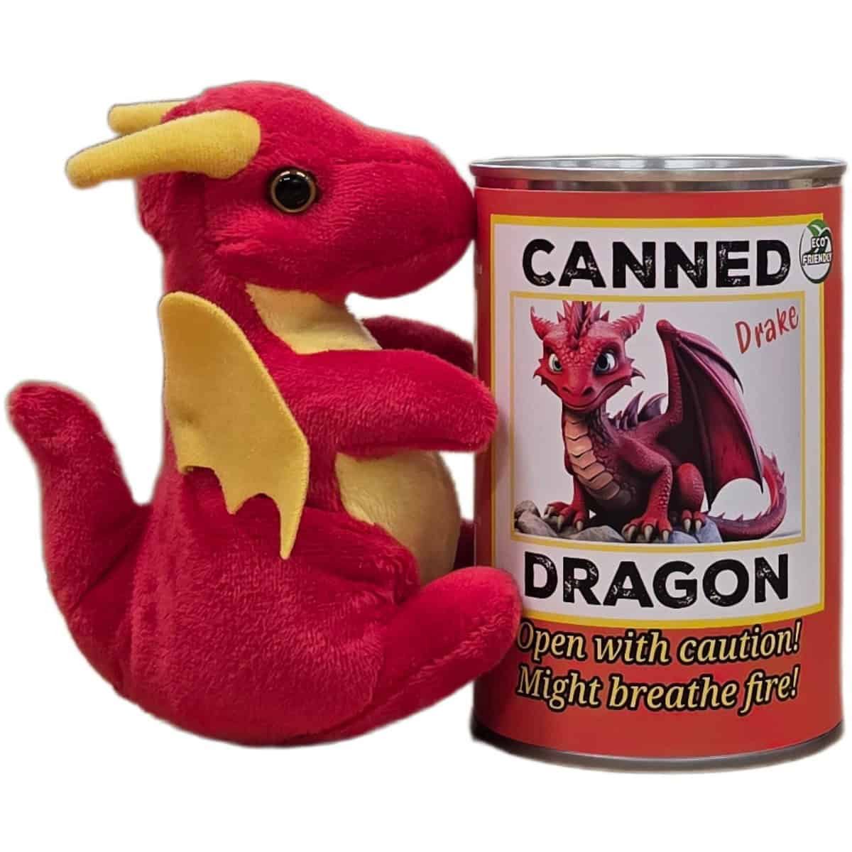 Canned Dragon | Stuffed Animal Plush w/Jokes | Unique Gift: Pop Top Lid