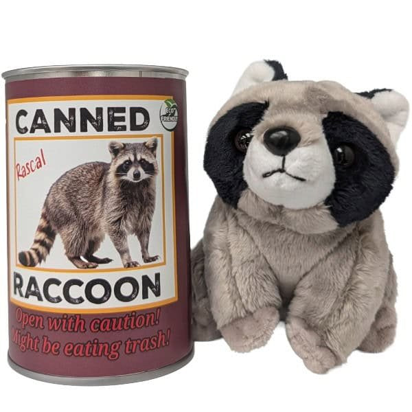 Canned Raccoon | Stuffed Animal Plush w/Funny Jokes on Can | Pop Top Lid - #CG00121-Pop
