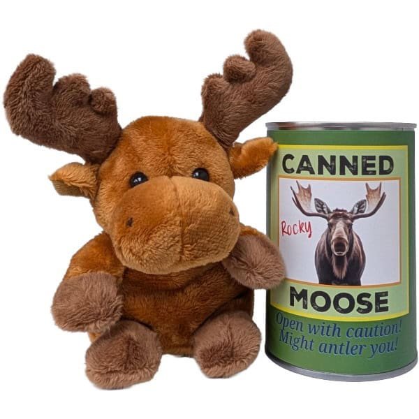 Rocky the Canned Moose - Stuffed Animal Plush w/Funny Jokes: Pop Top Lid