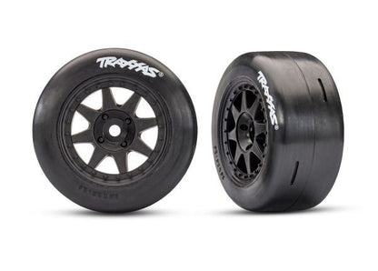 Black Front Mini Rally Wheels w/ Slick Tires (Hard) (2)