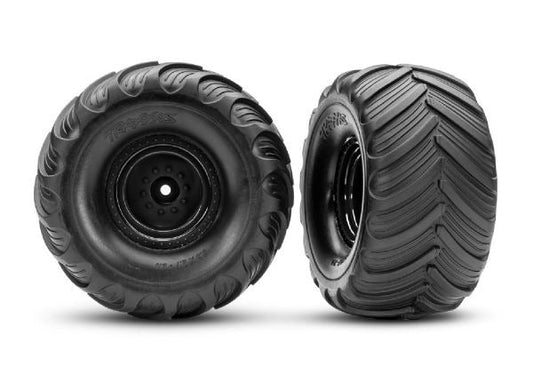 Black Monster Truck Wheels & Terra Groove Tires (2)