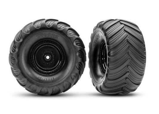 Black Monster Truck Wheels & Terra Groove Tires (2)