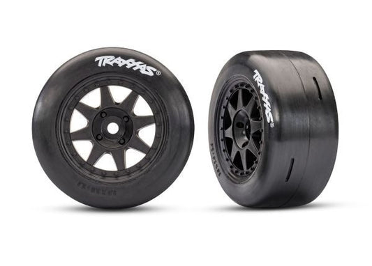 Black Rear Mini Rally Wheels w/ Slick Tires (Soft) (2)