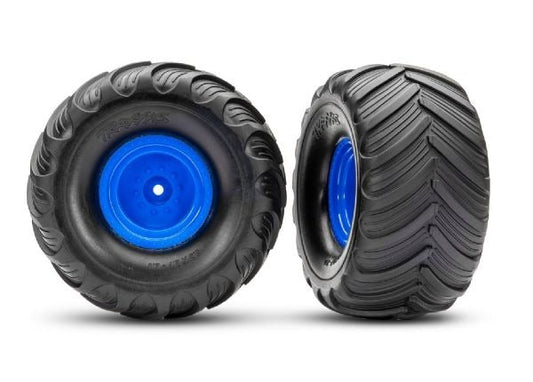 Blue Monster Truck Wheels & Terra Groove Tires (2)