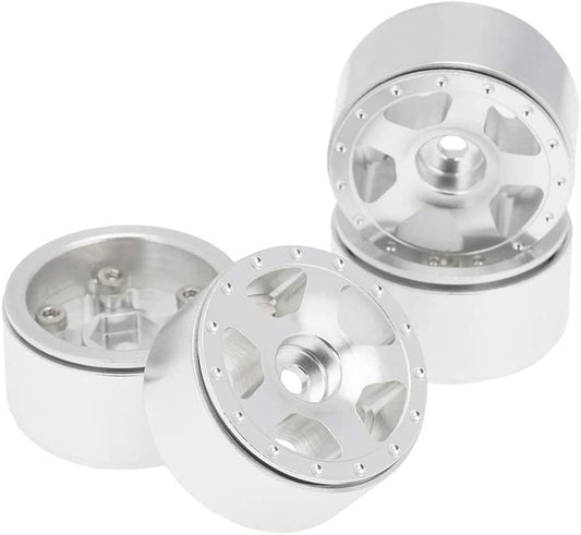 Billet Machined Alloy Wheels (4) for Axial 1/24 SCX24 Rock Crawler C31207SILVER