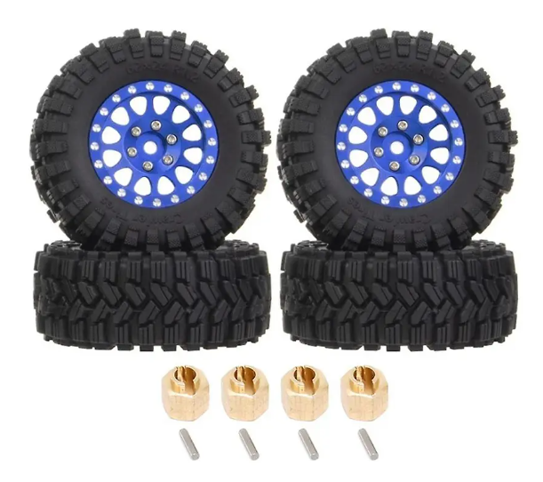 Alloy 1.2 Beadlock Wheels, Tires & Adapters (4) for Traxxas 1/18 TRX-4M C33191BLUE