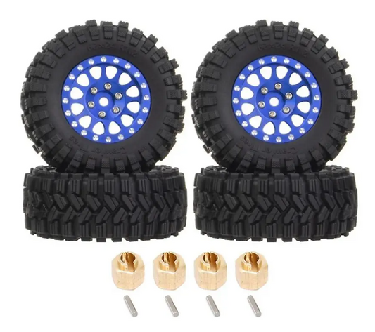 Alloy 1.2 Beadlock Wheels, Tires & Adapters (4) for Traxxas 1/18 TRX-4M C33191BLUE