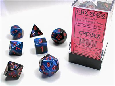 Gemini  Polyhedral Black-Starlight/red 7-Die Set