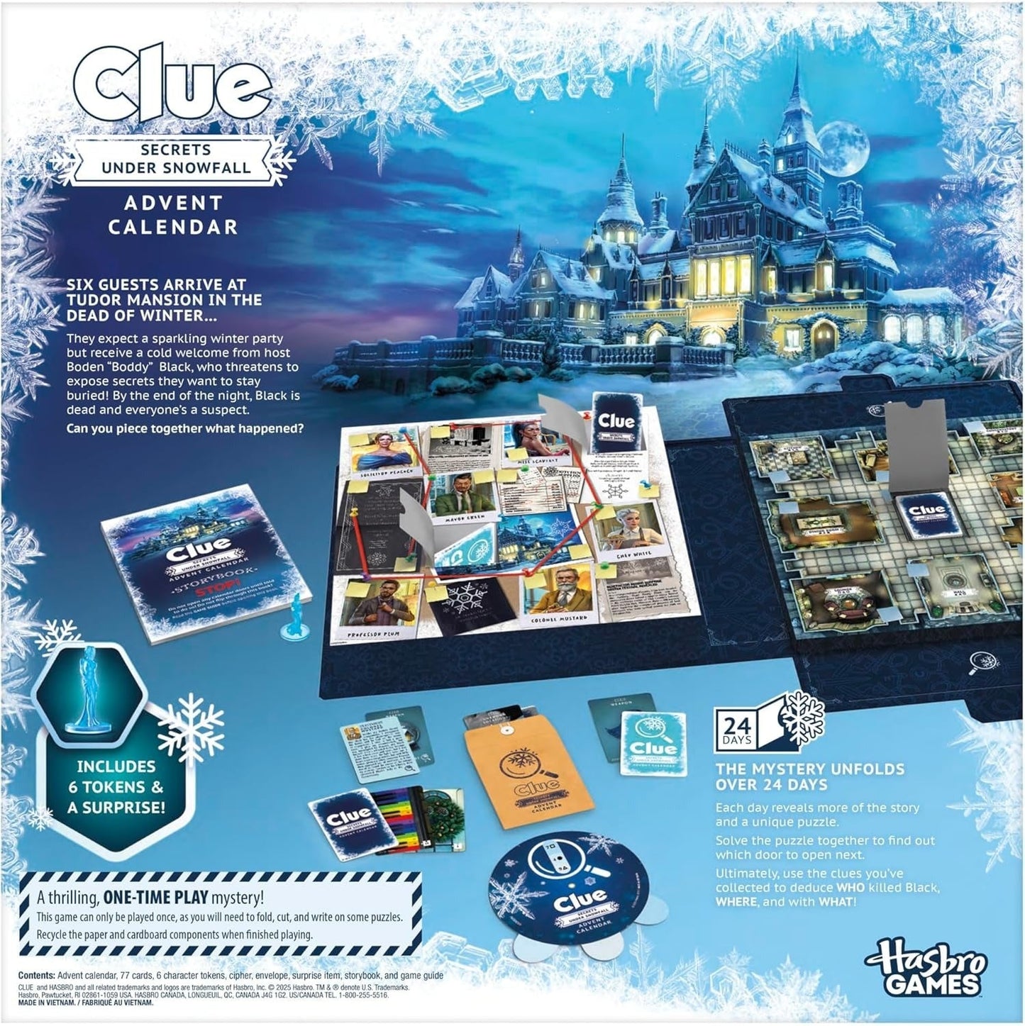 Clue: Secrets Under Snowfall Advent Calendar Board Game