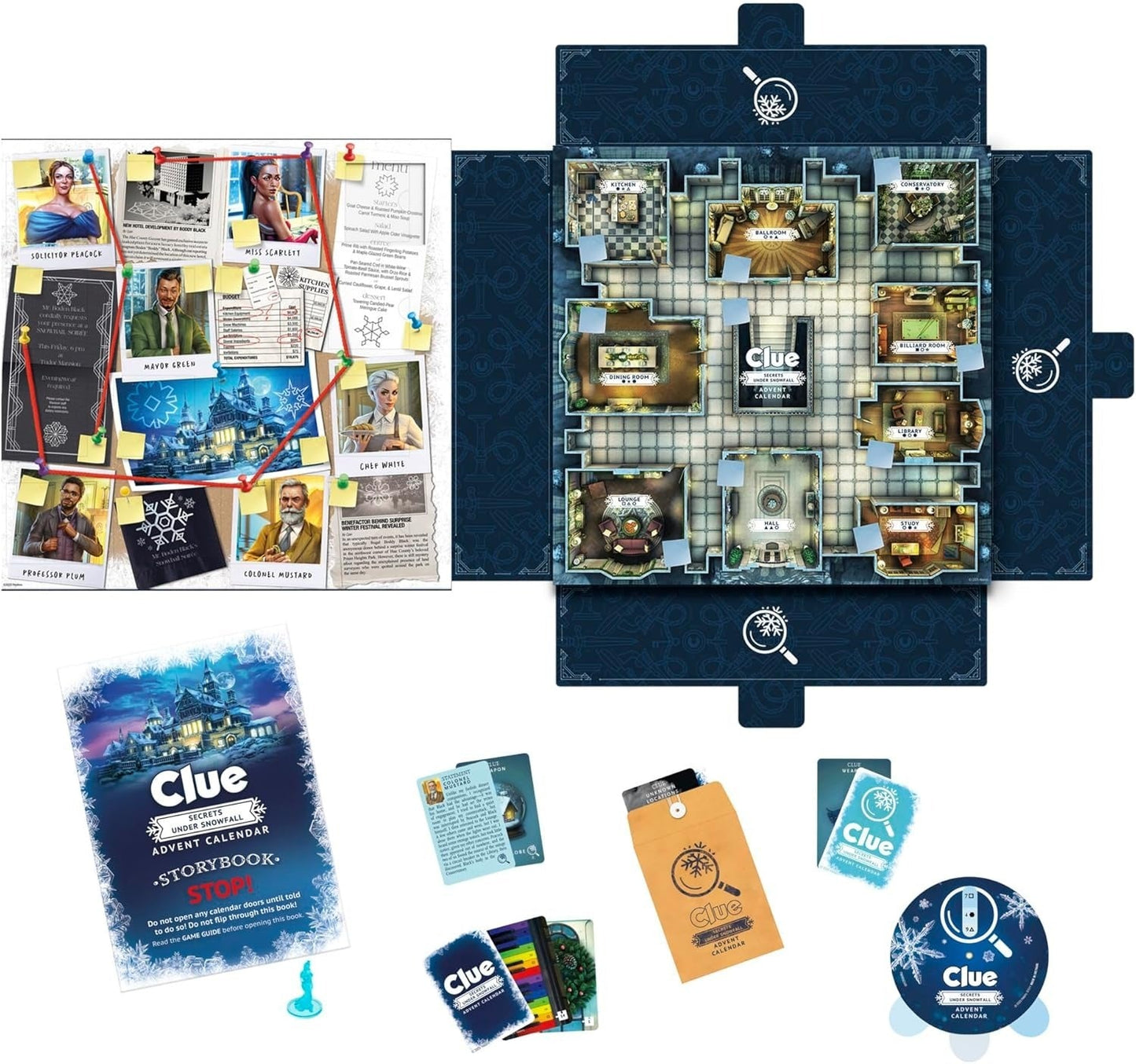 Clue: Secrets Under Snowfall Advent Calendar Board Game