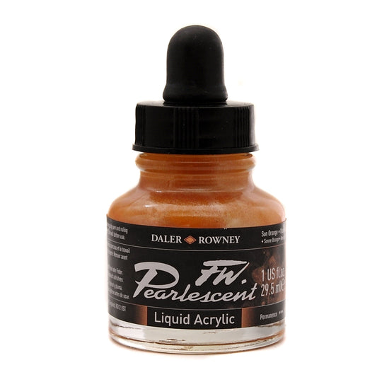 Daler-Rowney FW Pearlescent Liquid Acrylic, 1 oz., Sun Orange