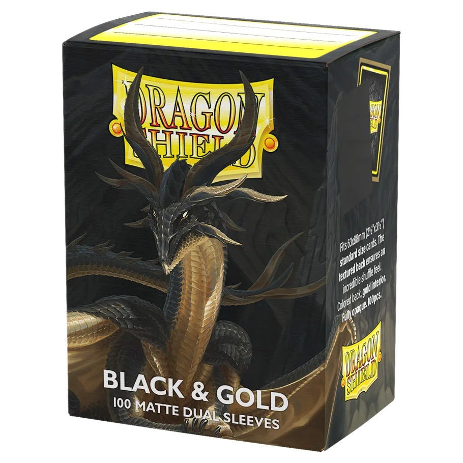 DRAGON SHIELD SLEEVES: Dual Matte: Black & Gold (100)