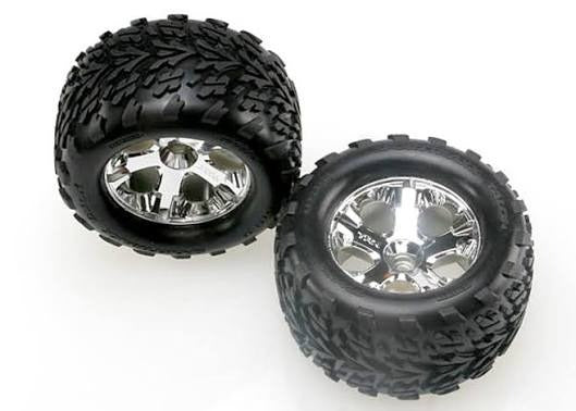 Discontinued - Tires & wheels assembled glued (2.8") (All-Star chrome wheels Talon tires foam inserts) (Nitro Stampede front) (2)