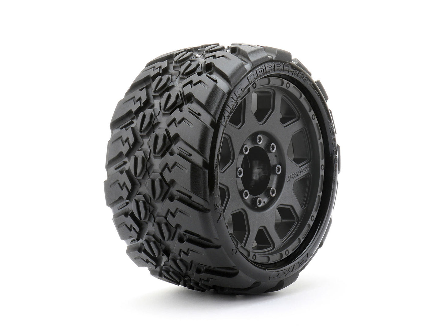 1/8 SGT 3.8 King Cobra Tires Mounted on Black Claw Rims