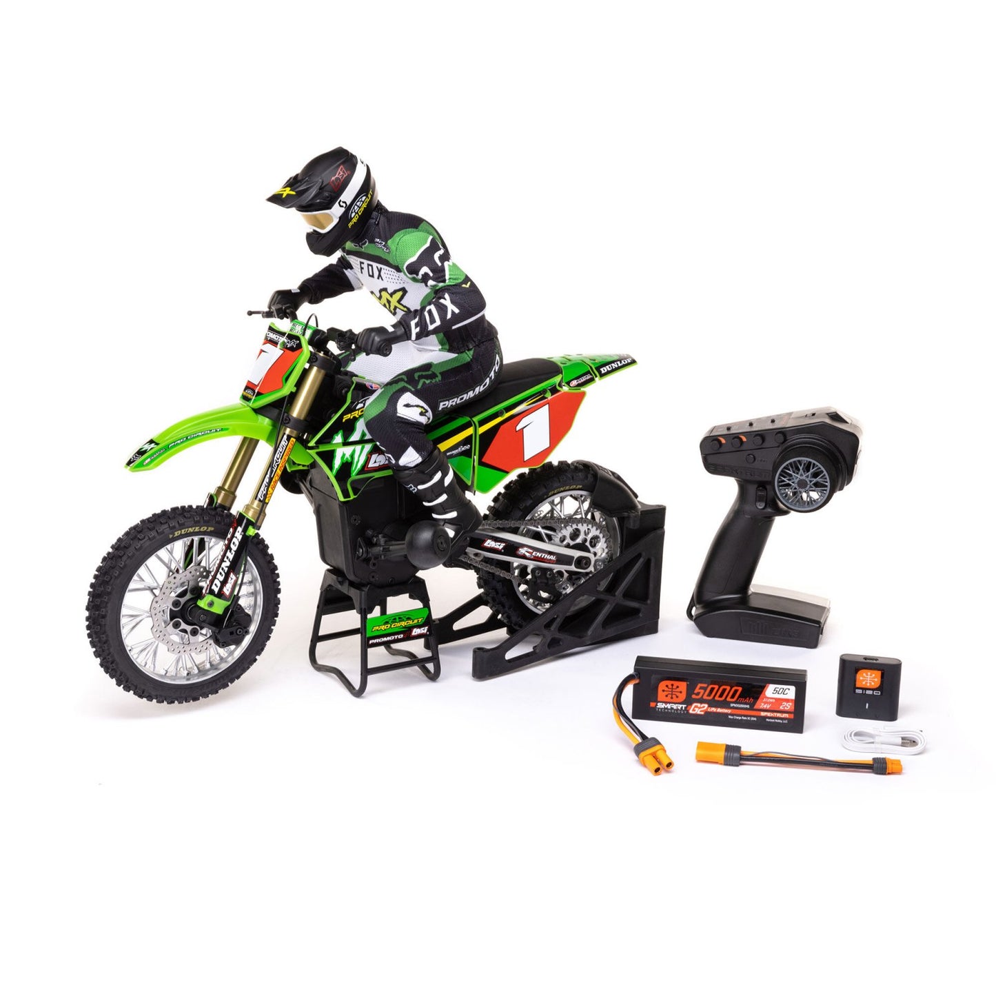 1/4 Promoto-MX Motorcycle Plastics w/Wraps - Green