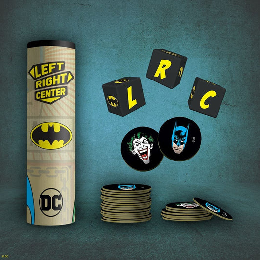 LEFT RIGHT CENTER (LRC) :Batman Edition of Left Right Center Collectible Dice Game Featuring Batman Theme Officially Licensed DC Comics