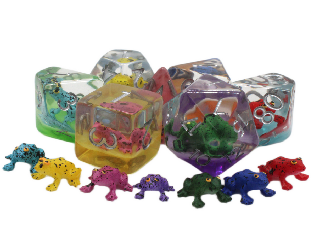 Old School 7 Piece DnD RPG Dice Set: Animal Kingdom - 7 Color Frog