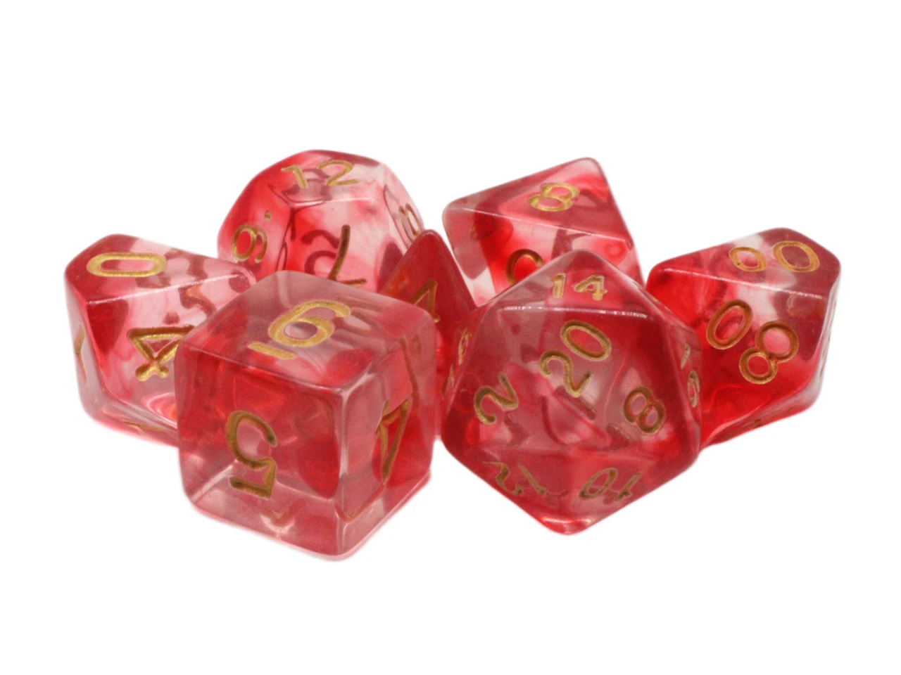 Old School 7 Piece DnD RPG Dice Set: Odyssey - Red Swirl