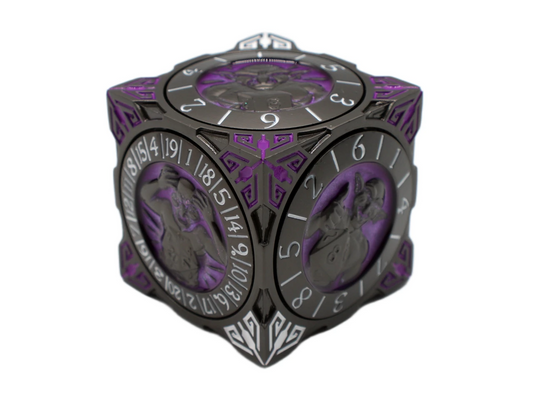 Old School Dice: 7 in 1 Dice Spinner: Dice Goblin - Matte Black w/ Purple