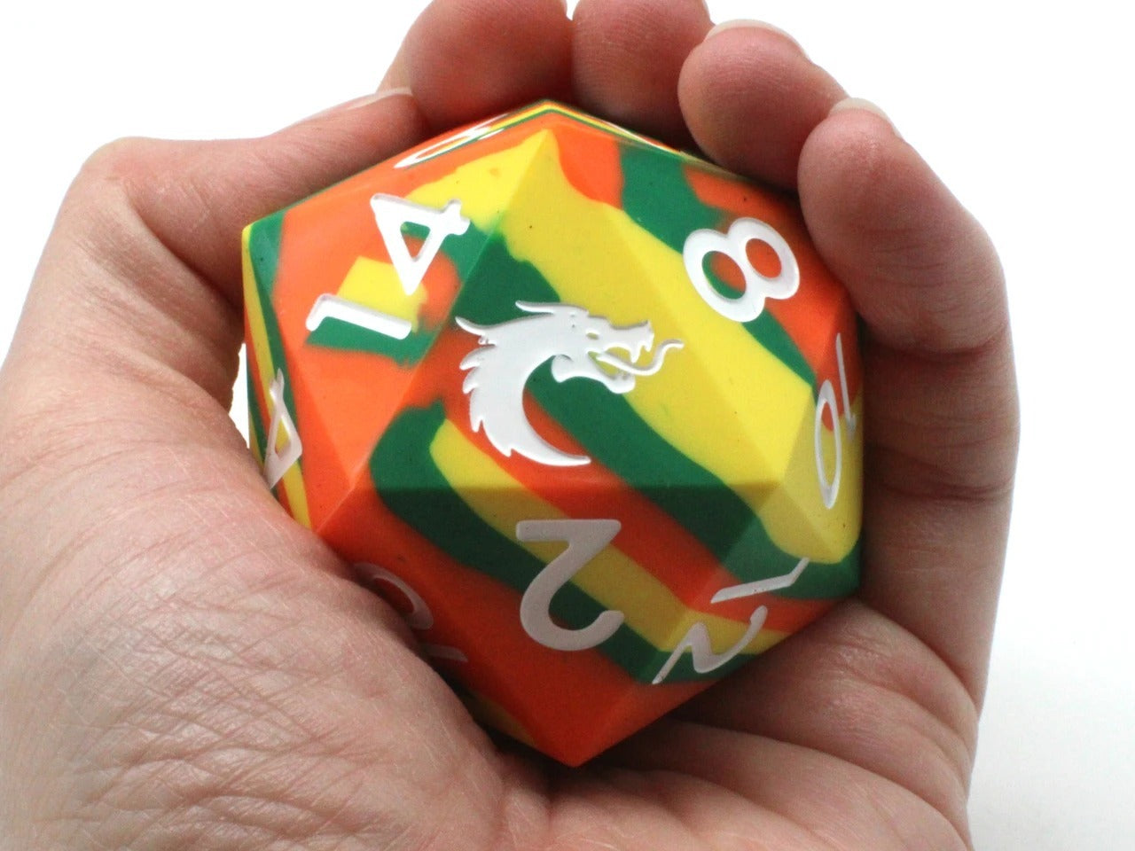 Old School Dice: Silicone 50mm D20 - Orange, Green & Yellow