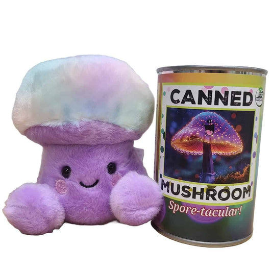 Canned Mushroom - Ombre Rainbow Mushroom Plush Gift w/Jokes: Pop Top Lid