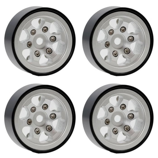 Z1 1.0" Aluminum Beadlock Crawler Wheels Silver 1/24 Axial SCX24 C10