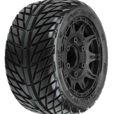 1/10 Street Fighter LP Fr/Rr 2.8" MT Tires Mounted 12mm Blk Raid (2)
