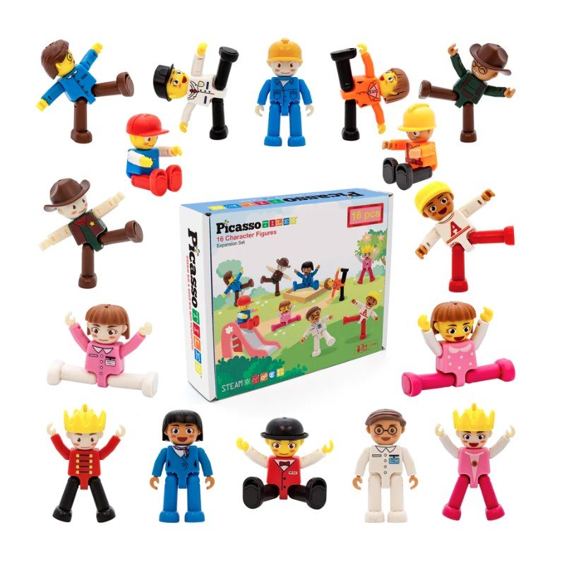 PicassoTiles 16 Piece Character Figure Set PTA08