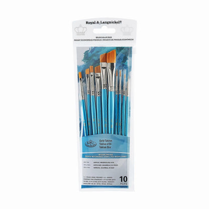 Royal & Langnickel RSET-9538 Gold Taklon Paint Brush Value pack