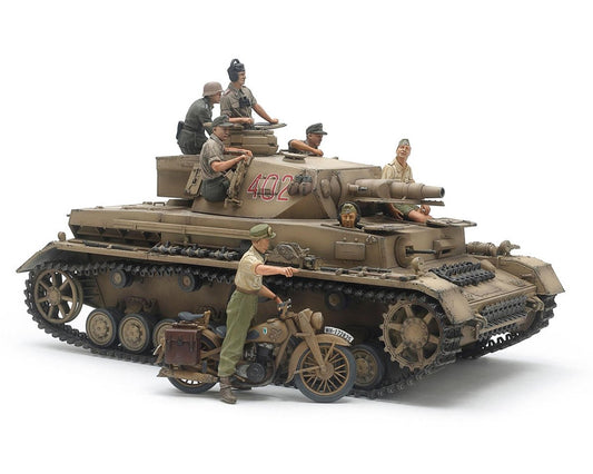 Tamiya 1/35 German Tank Panzerkampfwagen IV Ausf.F North Africa Model Kit w/Motorcycle