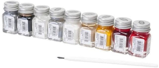 8 Automobile Colors 1 Thinner 1 Paint Brush 1 Tray - Enamel Paint Sets  9120