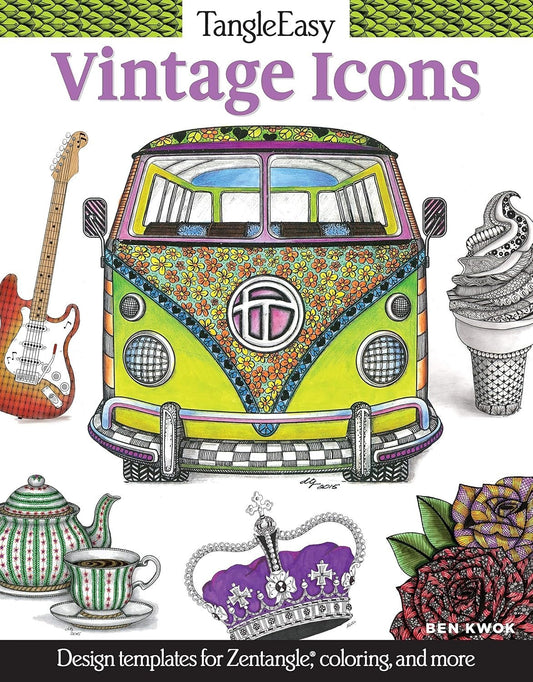 TangleEasy Vintage Icons - Adult Coloring Designs