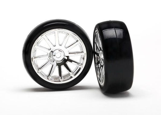 Tires & wheels assembled glued (12-spoke chrome wheels slick tires) (2)