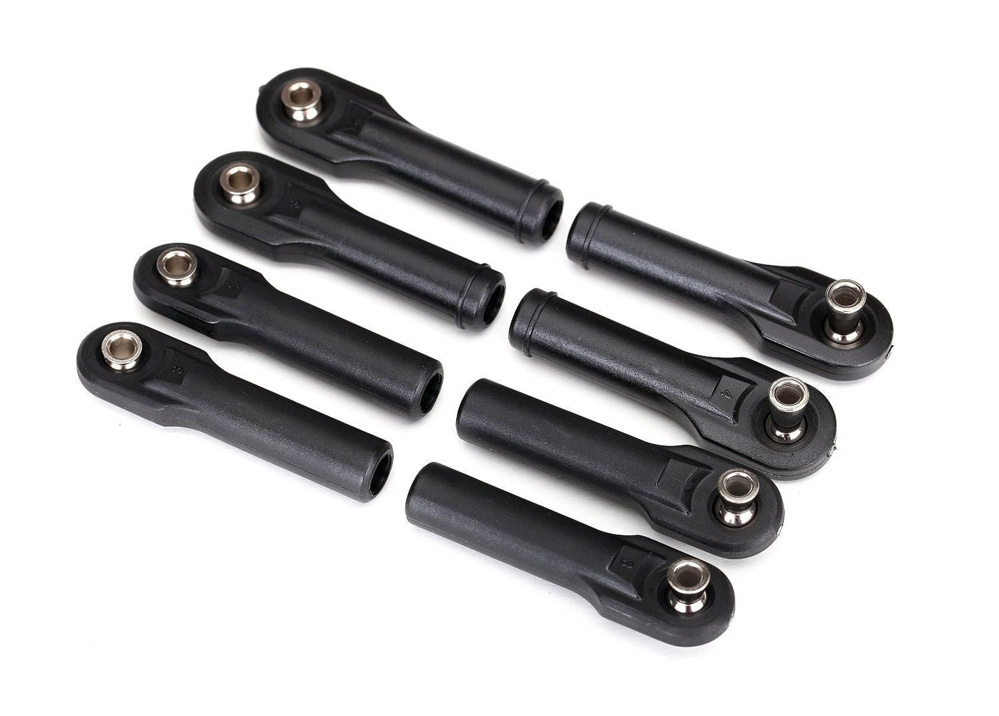 Toe links E-Revo VXL (TUBES red-anodized 7075-T6 aluminum stronger than titanium) (144mm) (2)/ rod ends assembled with steel hollow balls (8)/ aluminum wrench 10mm (1)