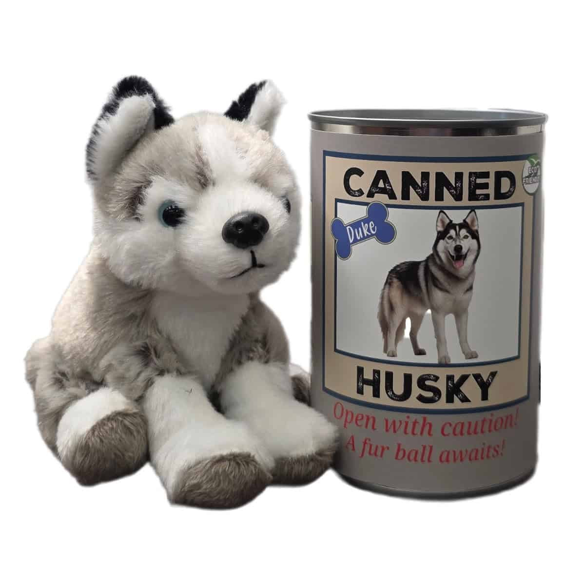 Canned Husky- Stuffed Animal Dog Plush W/Jokes