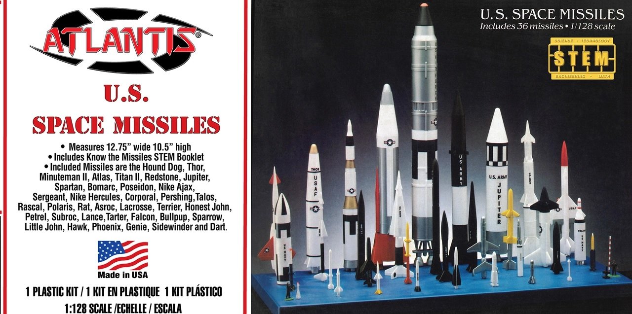 1/128 Scale U.S. Space Missiles Plastic Model Kit (36 Missiles)