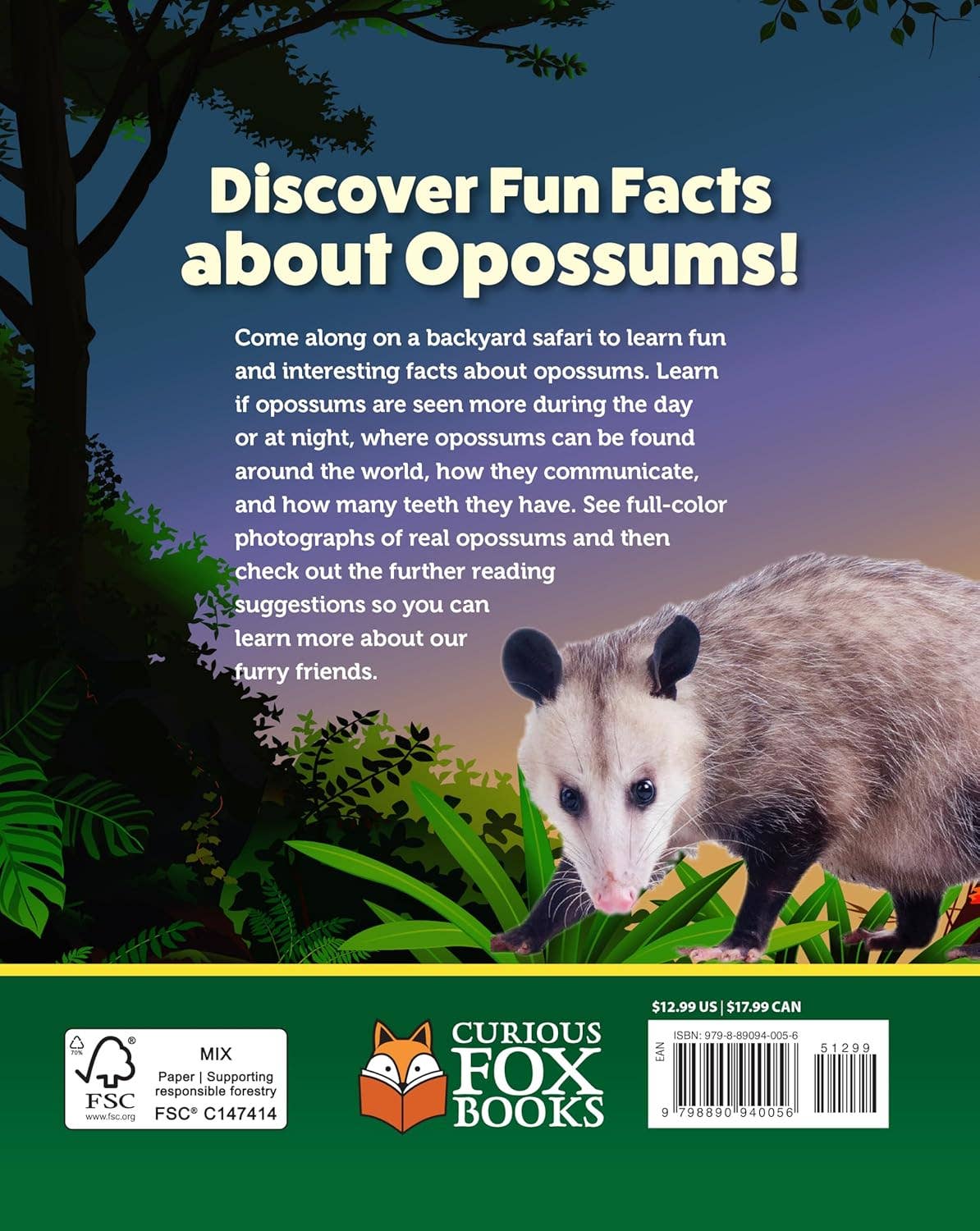 Fox Chapel Publishing - Kids' Backyard Safari: OPOSSUMS (HC) - Explore Their World!