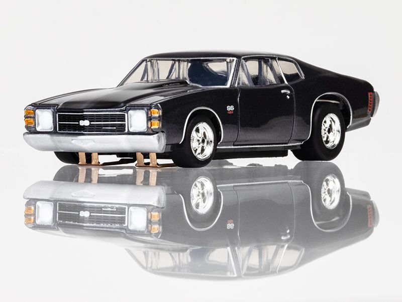 1972 SS454 Dusk Gray Metallic with Black Rally Stripes HO Scale Slot Car