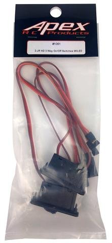 APEX RC PRODUCTS JR STYLE HD ON/OFF SWITCH W/ LED + CHARGE PORT - 2 PACK #106