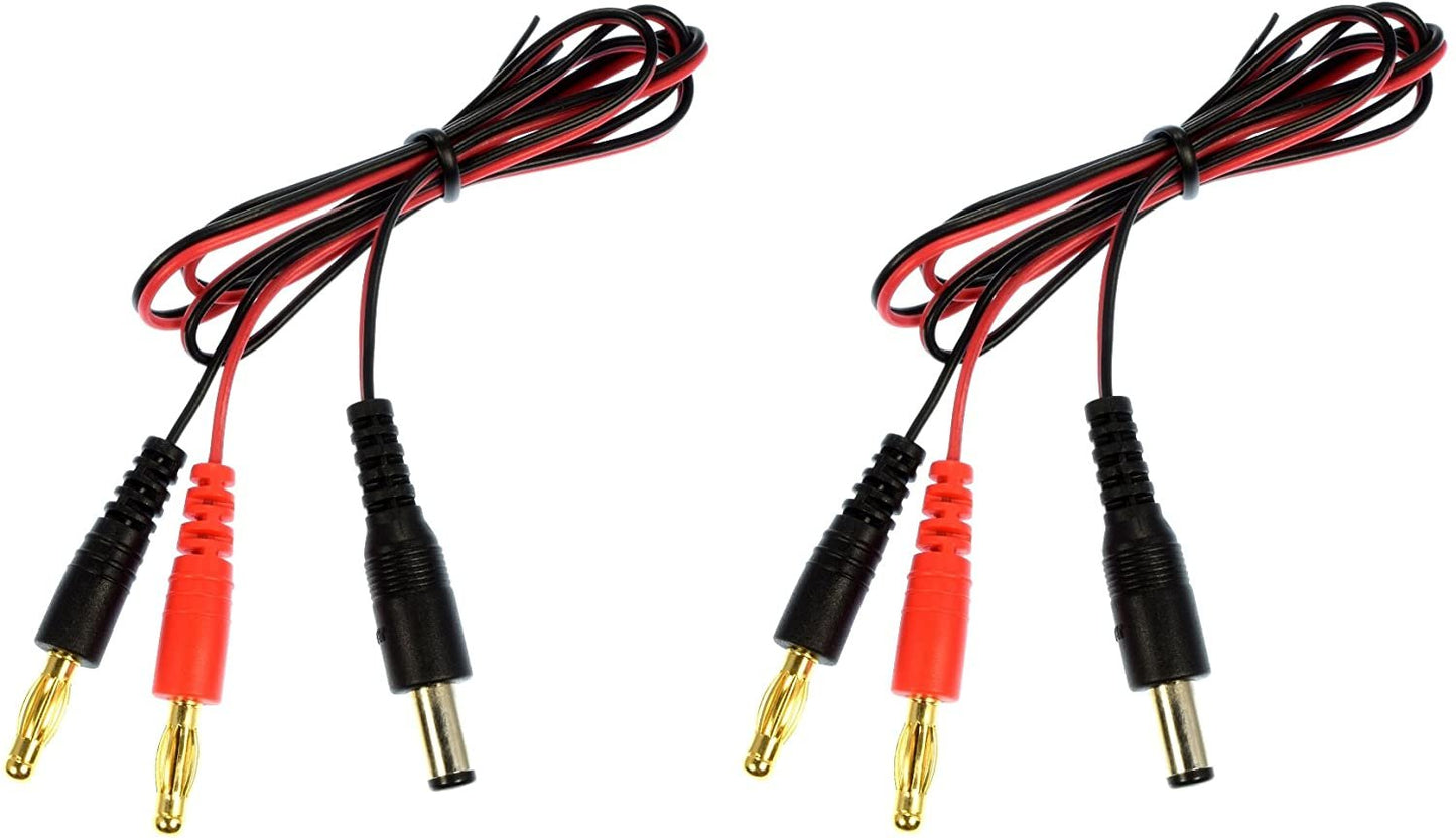 Apex RC Products JR / Spektrum Style Transmitter Plug -> 4mm Banana Plug Charge Lead - 2 Pack #1426