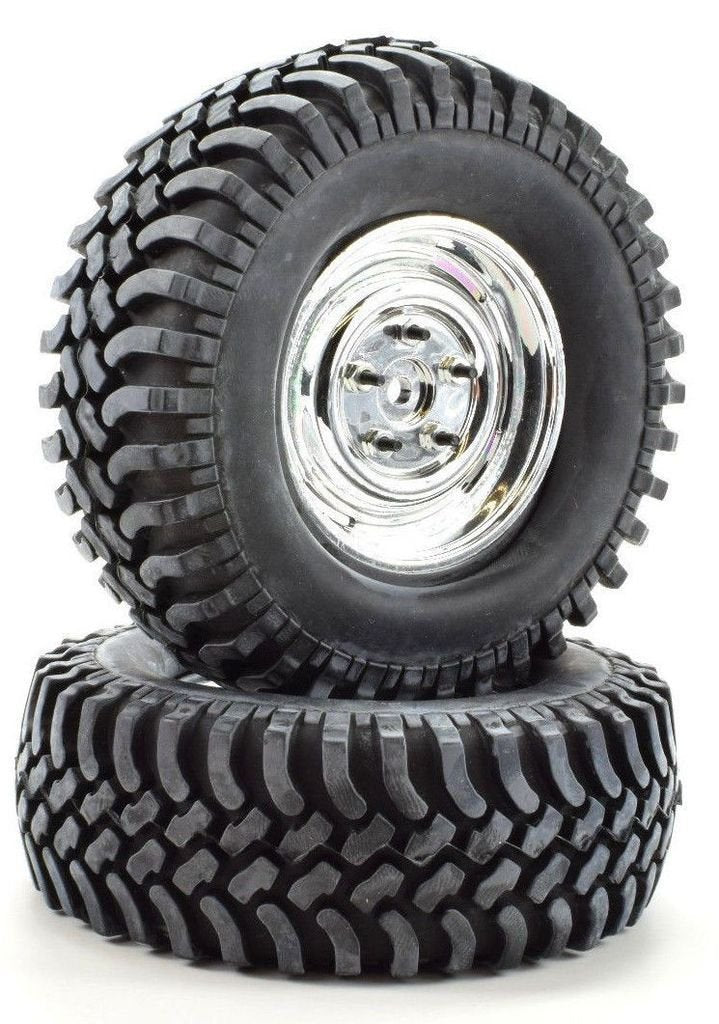 Apex RC Products 1.9" Chrome "5 Lug" Wheels 100mm "Grinder" Crawler Tires #6161