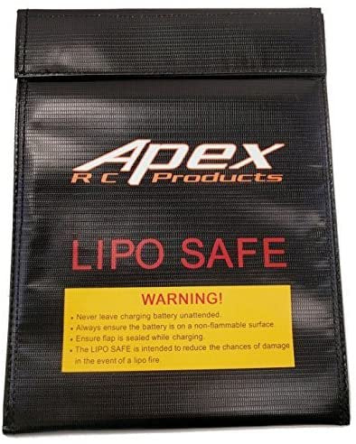 Apex RC Products 230mm X 300mm Jumbo Lipo Safe Fire Resistant Charging Bag #8080