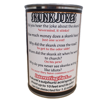 Canned Skunk | Stuffed Animal Plush w/Funny Jokes on Can: Pop Top Lid