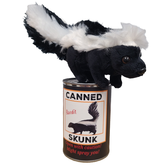 Canned Skunk | Stuffed Animal Plush w/Funny Jokes on Can: Pop Top Lid