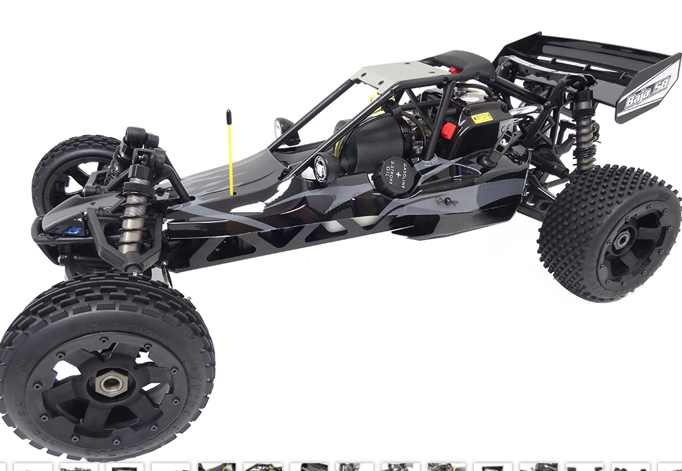 1/5 Rovan 305A Gas Petrol Buggy Ready To Run RTR 30.5cc HPI Baja 5B SS King Motor Compatible with PERFORMANCE PIPE! (Black with Grey Flame)