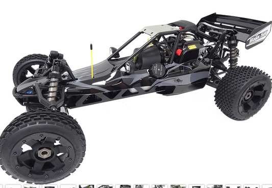 1/5 Rovan 305A Gas Petrol Buggy Ready To Run RTR 30.5cc HPI Baja 5B SS King Motor Compatible with PERFORMANCE PIPE! (Black with Grey Flame)