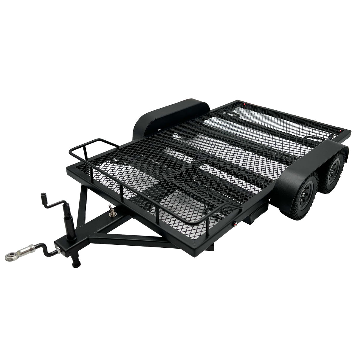 1/10 Scale Full Metal Car Hauler Trailer with LED Lights (Black)