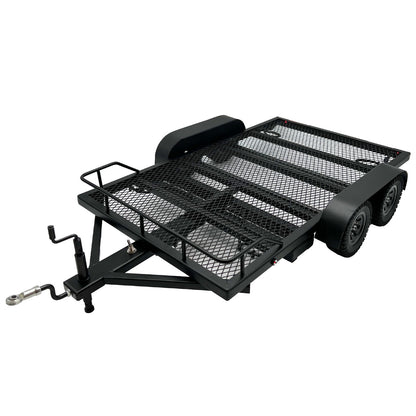 1/10 Scale Full Metal Car Hauler Trailer with LED Lights (Black)