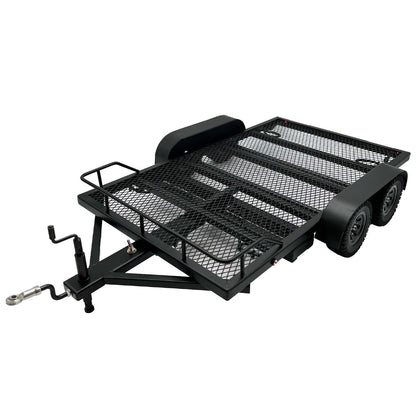 1/10 Scale Full Metal Car Hauler Trailer with LED Lights (Black)