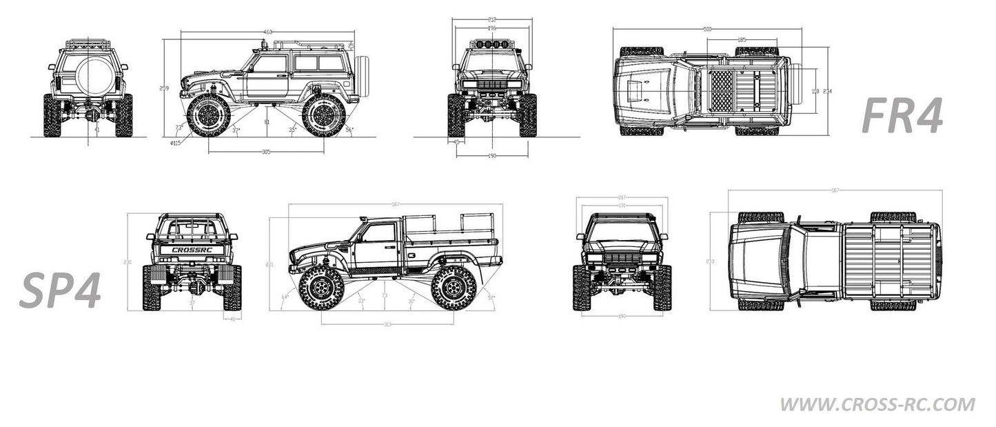 FR4A 1/10 Demon 4x4 Crawler Kit Lexan SUV Body